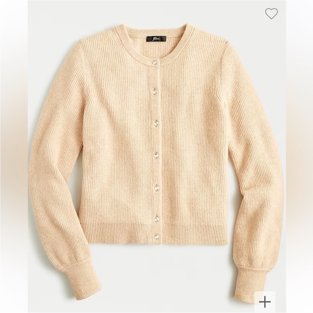 J.Crew Camel Ribbed Cardigan with Jeweled Buttons in Supersoft Yarn size…